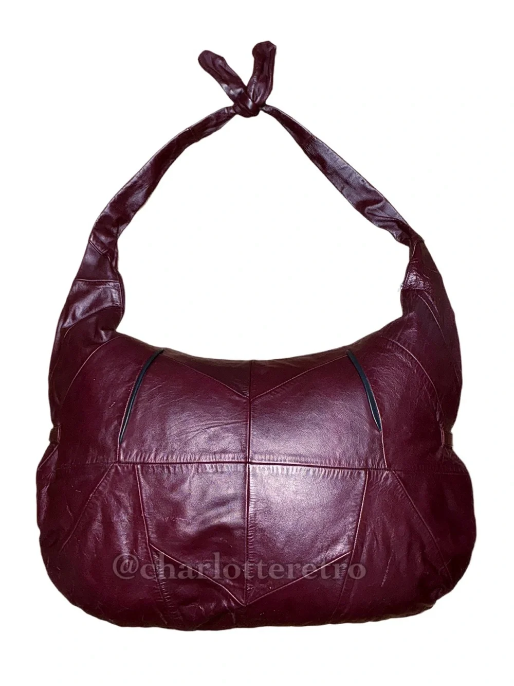 Y2K vtg Monochromatic Patchwork XXL Leather Hobo